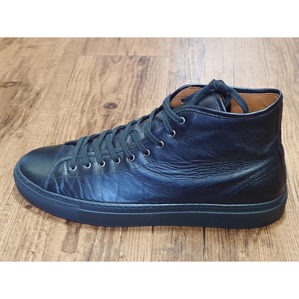 Gustin High Top Sneakers Black Calfskin Leather Size 43 EU/10US Made In Italy - Picture 3 of 11